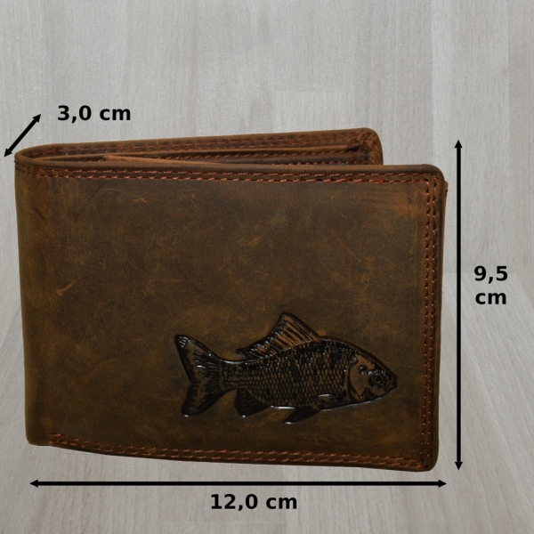 flevado Herren Angler Geldbörse Fisch Motiv Vollleder RFID Schutz